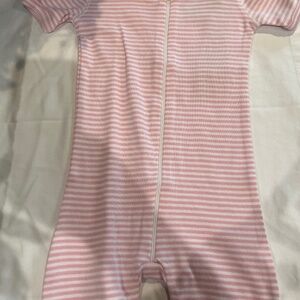Primary Organic babysuit shortie in stripe pink